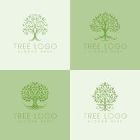 Four unique logo designs featuring trees, each embodying elegance and nature's resilience. Perfect for eco-friendly brands and outdoor enthusiasts seeking a distinctive visual identity. vector