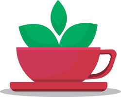 pink color cup with tree simple cartoon modern illustration with white background vector