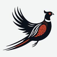 Majestic Pheasant Silhouette, Captivating Avian Art for Nature Lovers white background vector