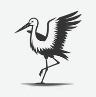 Majestic Stork Silhouette, Graceful Elegance in Flight white background vector