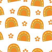 Seamless pattern with cute cartoon boho rainbows, for fabric prints, textiles, gift wrapping paper. children's colorful , flat style vector