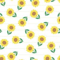 Seamless pattern with cute cartoon sunflowers, for fabric prints, textiles, gift wrapping paper. children's colorful , flat style vector