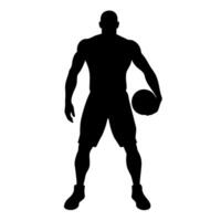 Grunge Basketball player black color silhouette isolated white background vector