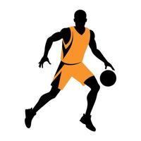 Grunge Basketball player black color silhouette isolated white background vector