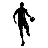 Grunge Basketball player black color silhouette isolated white background vector