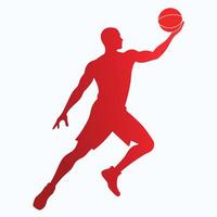 Grunge Basketball player black color silhouette isolated white background vector