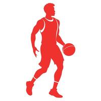 Grunge Basketball player black color silhouette isolated white background vector