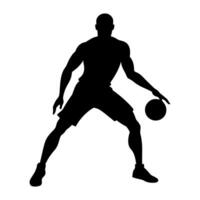 Grunge Basketball player black color silhouette isolated white background vector