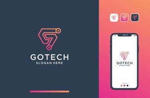 g logo design in line tech style. vector