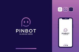 letter p logo design with robotic element. vector