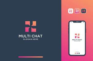 multi chat logo design in square style. vector