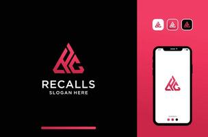 letter or initial rc logo design in triangle shape. vector