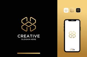 luxury letter or initial h logo design in hexgonal shape. vector