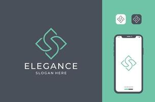 minimal line letter s logo design vector