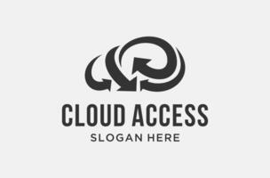 cloud access logo design with arrow shape element. vector