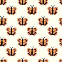 Seamless Pattern with orange butterfly. Abstract ornament design wings. Insect wallpaper. illustration background. vector
