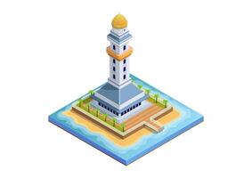 Isometric lighthouse on island vector
