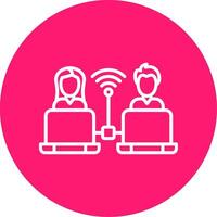Remote Access Line Multi Circle Icon vector