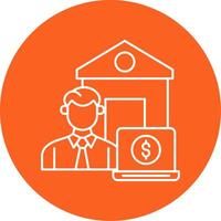 Work From Home Line Multi Circle Icon vector