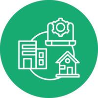 Hybrid Work Line Multi Circle Icon vector