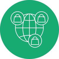 Worldwide Shopping Line Multi Circle Icon vector