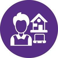 Work At Home Glyph Multi Circle Icon vector