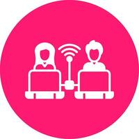 Remote Access Glyph Multi Circle Icon vector