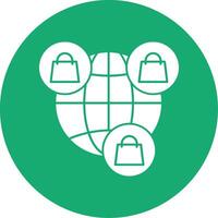 Worldwide Shopping Glyph Multi Circle Icon vector