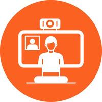 Videocall Glyph Multi Circle Icon vector