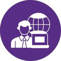 Remotely Working Glyph Multi Circle Icon vector