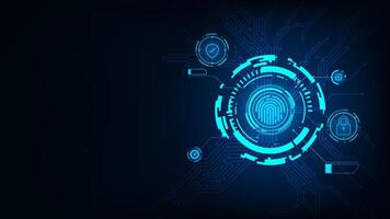 Abstract technology cyber security online banking concept. Fingerprint on circuit board. vector