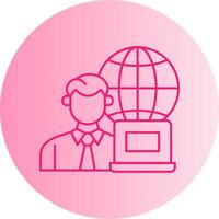 Remotely Working Gradient Circle Icon vector