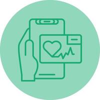 Heart Rate App Line Dual Tone Circle Icon vector