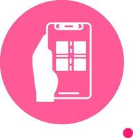 Qr Scan Long Shadow Circle Icon vector