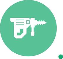Rotary Hammer Long Shadow Circle Icon vector
