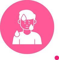 Male Sweating Long Shadow Circle Icon vector