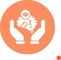 Brain Long Shadow Circle Icon vector