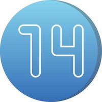 Fourteen Long Shadow Circle Icon vector