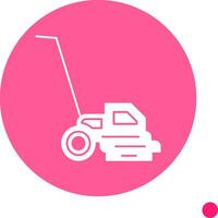 Lawn Mover Long Shadow Circle Icon vector