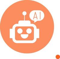 Ai Assistant Long Shadow Circle Icon vector