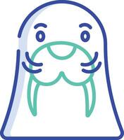 Walrus outline color illustration vector