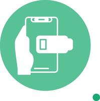 Low Battery Long Shadow Circle Icon vector