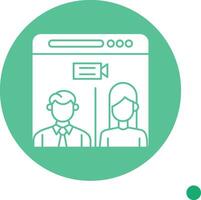 Web Conference Long Shadow Circle Icon vector