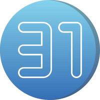 Thirty one Long Shadow Circle Icon vector
