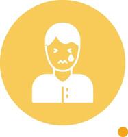 Sadness Long Shadow Circle Icon vector