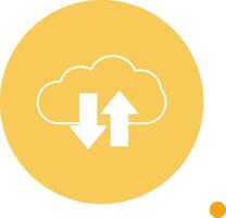 Cloud Upload And Download Long Shadow Circle Icon vector