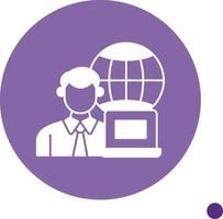 Remotely Working Long Shadow Circle Icon vector