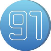Ninety one Long Shadow Circle Icon vector