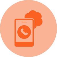 Cloud Based Calling Dual Tone Circle Icon vector