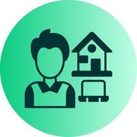 Work At Home Dual Tone Gradient Circle Icon vector